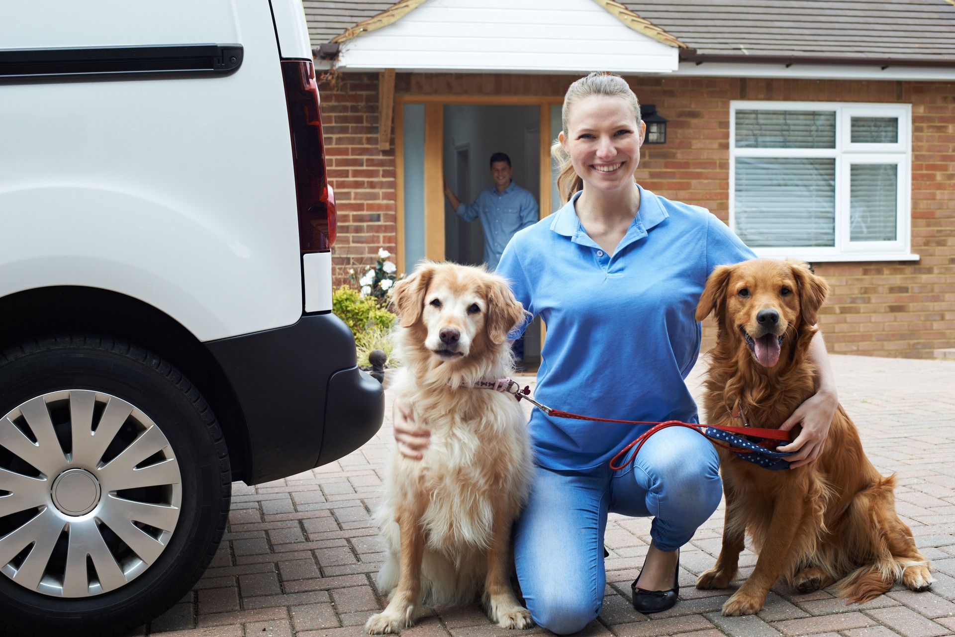 Portrait Of Woman Running Dog Walking Service